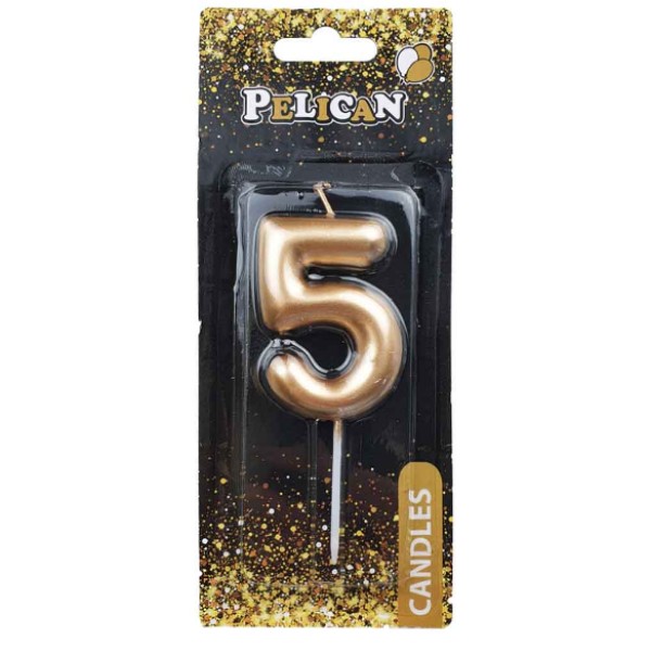 Свічка в торт Цифра-5 золото 4,5см Pelican (1) (100) (800) 864515 