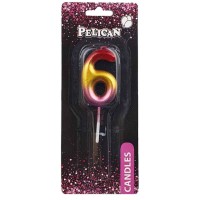 Свічка в торт Цифра-6 райдужна 4,5см Pelican (1) (100) (800) 864566 