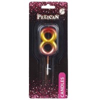 Свеча в торт Цифра-8 радужная 4,5см Pelican (1) (100) (800) 864568 