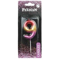 Свеча в торт Цифра-9 радужная 4,5см Pelican (1) (100) (800) 864569 