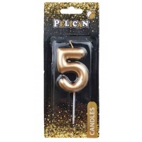 Свічка в торт Цифра-5 золото 6см Pelican (1) (12) (600) 866015 