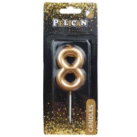Свічка в торт Цифра-8 золото 6см Pelican (1) (12) (600) 866018 