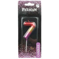 Свеча в торт Цифра-7 радужная 6см Pelican (1) (12) (600) 866067 