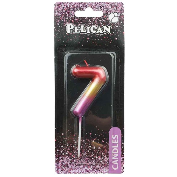 Свеча в торт Цифра-7 радужная 6см Pelican (1) (12) (600) 866067 