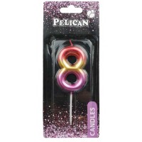 Свічка в торт Цифра-8 райдужна 6см Pelican (1) (12) (600) 866068 