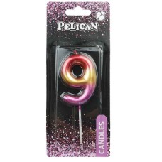 Свічка в торт Цифра-9 райдужна 6см Pelican (1) (12) (600) 866069 
