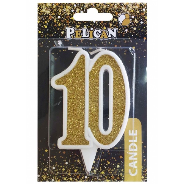 Свічка ювілейна 10" 7 см золото Pelican (1) (32) №867110   