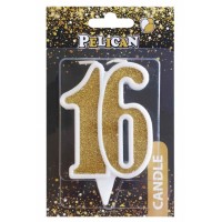 Свічка ювілейна 16 років, 7см золото (1) (32) №867116Pelican
