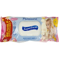 Серветки вологі Super Fresh 120 шт для дітей та мам, chamomile з клапаном (9) 9010