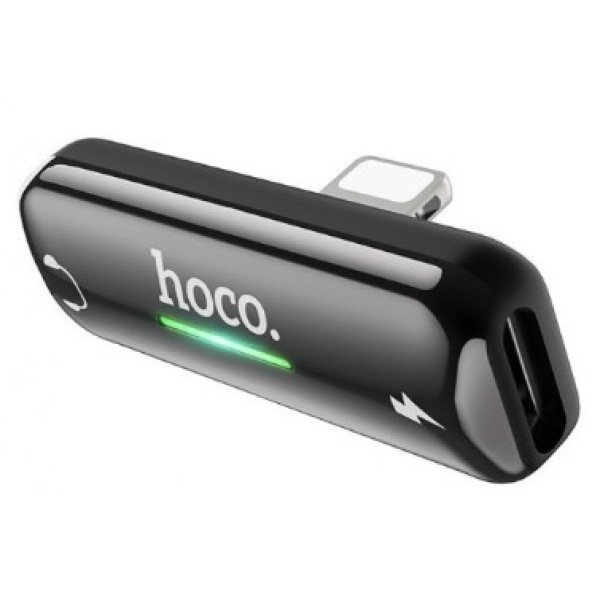 Адаптер перехідник lightning > lightning power-lightning audio Hoco LS27 metal grey  