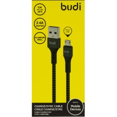 Кабель USB > microUSB Budi 2.4 A 1 м Black Breidon №M8J210M/DC210M1B