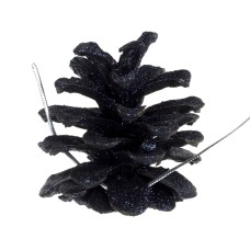 Набір шишок соснових 9 шт Глітер чорний чорні 2