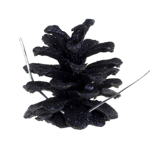 Набір шишок соснових 9 шт Глітер чорний чорні 2