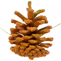 Набор сосновых шишек (9 шт) Оранжевые/глиттер микс №2