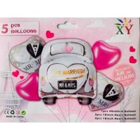 Набір кульок повітряних фольгованих Весільне авто 5 шт 836935 Pelican