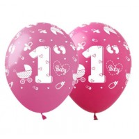 Набір кульок повітряних латексних 12" 30см 1 рочок дівчинка 10 шт Pelican (5) №828035    
