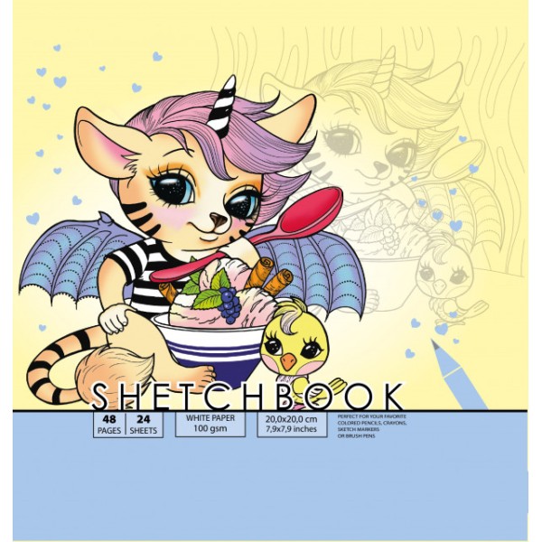  Скетчбук 24/100 B5 чистые листы, матовая ламинация Мандарин (10) №7БЦ/БК201/19/21584