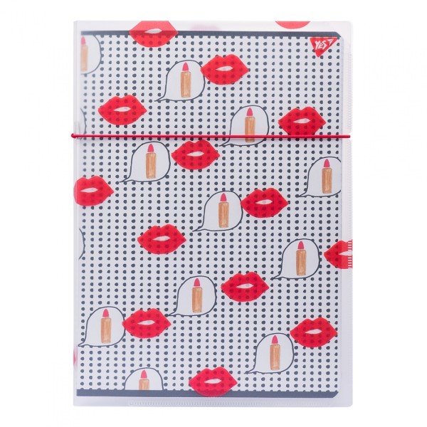 Зошит A4 48 аркушів клітинка в пластиковій папці Yes BBF Lips (1) 764435 
