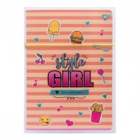 Зошит A4 48 аркушів клітинка в пластиковій папці Yes Style girl orange (1) 764428