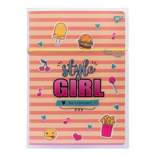 Зошит A4 48 аркушів клітинка в пластиковій папці Yes Style girl orange (1) 764428