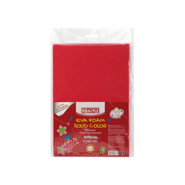 Фоаміран А4 Maxi червоний, товщина 2 мм, клейкий (5) MX61782