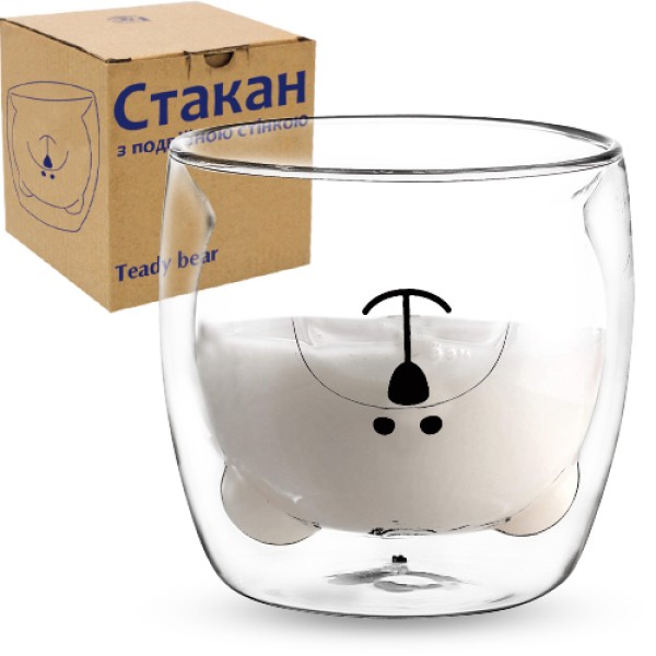  Чашка стекло 300 мл Teady bear с двойной стенкой S&T (36) №202-40  