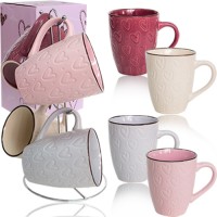 Набор чашек керамических (4 шт) 350 мл Heart на стойке (6) 021-04-09 S&T