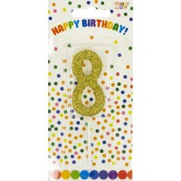  Свеча в торт Цифра-8 золото на палочке (12)