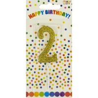  Свеча в торт Цифра-2 золото на палочке (12)