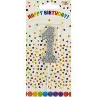  Свеча в торт Цифра-1 серебро на палочке (12)