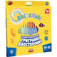 Олівці кольор. 48 кольор./24шт "Школярик" №312120005-UA тригран., двостор.+точилка(6)