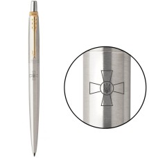  Ручка шариковая Parker Jotter сталь с позолотой эмблема ВСУ №16032_W001b