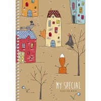 Блокнот пруж. А5 96арк. кліт. карт. "Student" крафт,тиснення №A5-SC-096-6101K/Школярик/(3)(54)