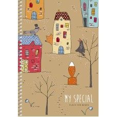 Блокнот пруж. А5 96арк. кліт. карт. "Student" крафт,тиснення №A5-SC-096-6101K/Школярик/(3)(54)