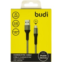 Кабель USB > microUSB Budi 2.4A 2м grey №DC197M20H/Breidon/