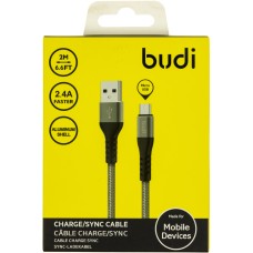 Кабель USB > microUSB Budi 2.4A 2м grey №DC197M20H/Breidon/
