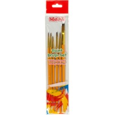 Набір пензлів 6шт "Maxi" №MX60877 синтетика (пласкі 2,5,10 круглі 1,3,5) коротка ручка