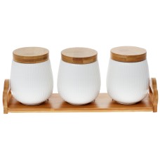 Набір банок для сип. прод. керам. "Naturel" 3шт 0,6л на бамбук. підст. №289-394/Bonadi/