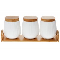 Набір банок для сип. прод. керам. "Naturel" 3шт 0,9л на бамбук. підст. №289-393/Bonadi/