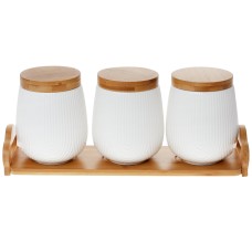 Набір банок для сип. прод. керам. "Naturel" 3шт 0,9л на бамбук. підст. №289-393/Bonadi/