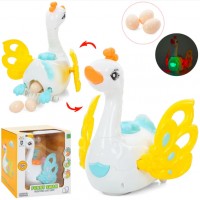 Лебідь 20см,їздить,несе яйця (3шт),муз.,світ.,рухливі деталі,на бат-ці,в кор-ці №0630(20)