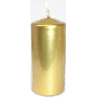 Свічка циліндр."Bispol" 50/100 h-20см/d-5х10см золотий металік 213/Польща/(8)