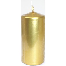 Свічка циліндр."Bispol" 50/100 h-20см/d-5х10см золотий металік 213/Польща/(8)
