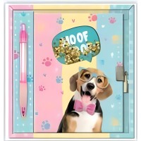 Блокнот на замку А5 56арк. "Песик в окулярах і метелику" з ручкою №W362115-A(60)