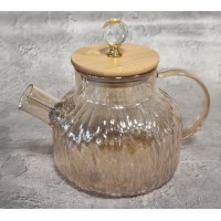 Заварник для чаю скло 1000мл "Yantar 1" з бамбук. кришкою №767-4/S&T/(24)
