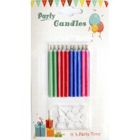 Свічка в торт 10шт+10підсв. кольор. смужки/кольорова Магічна №1079(48)(576)