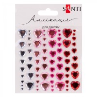 Аплікація зі стразів самокл. "Santi" Серця 9х10см №743031(12)