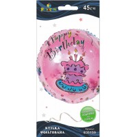 Кулька повітряна фольгована Happy Birthday торт рожевий 45 см Pelican (5) №835159   