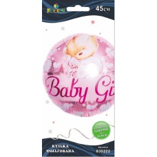 Кулька повітр. фольгована "Baby Girl ведмедики рожева" 45см №835222/Pelican/(1)