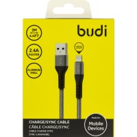 Кабель USB > lightning Budi 2.4A 2м grey №DC197L20H/Breidon/